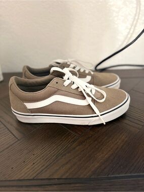 Vans Taupe Suede Old Skool Sneakers with White Sidestripe